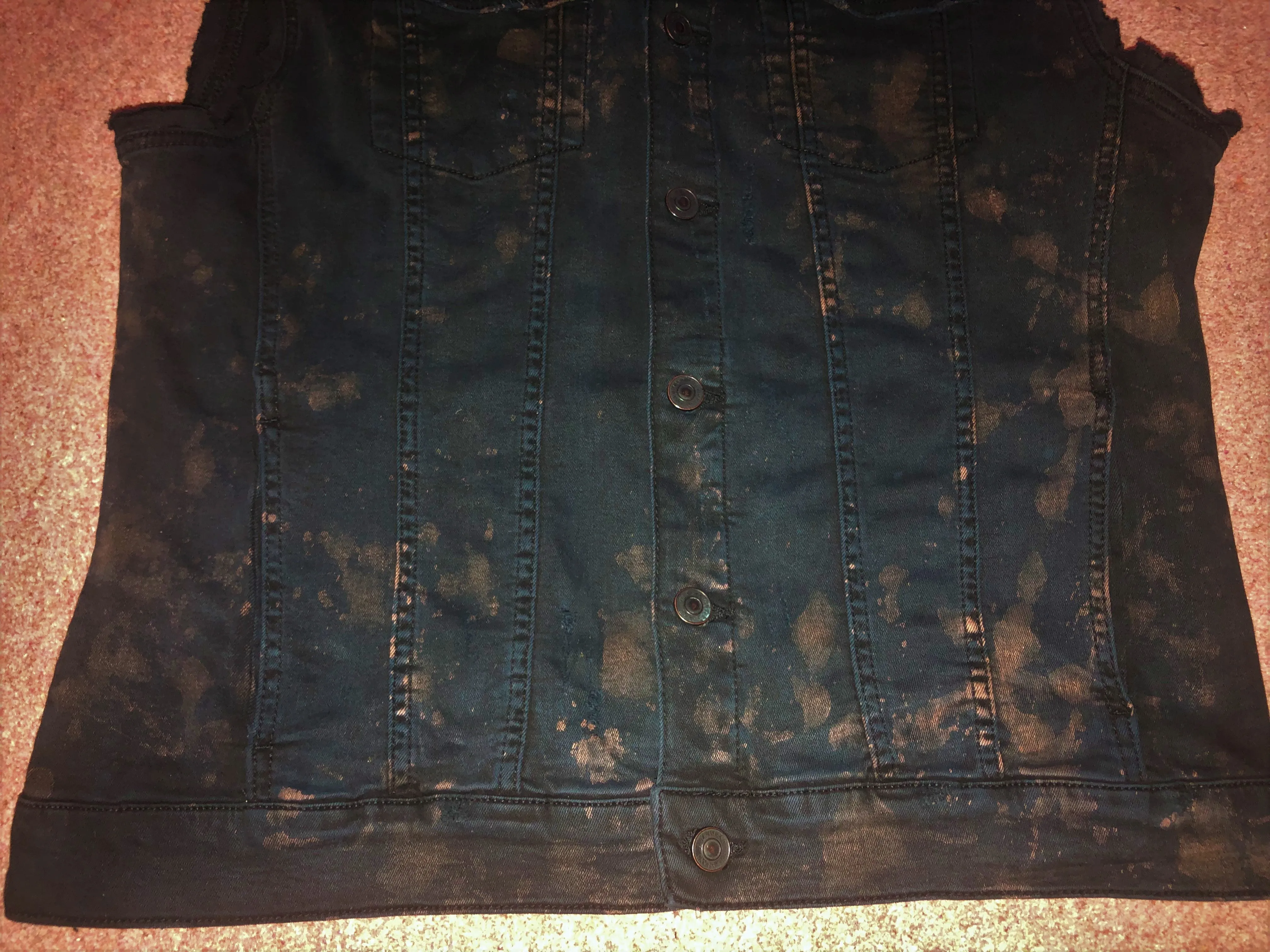 Watain Filth-Splattered Battle Jacket Distressed Black Metal Rocker Patch Denim Cut-Off