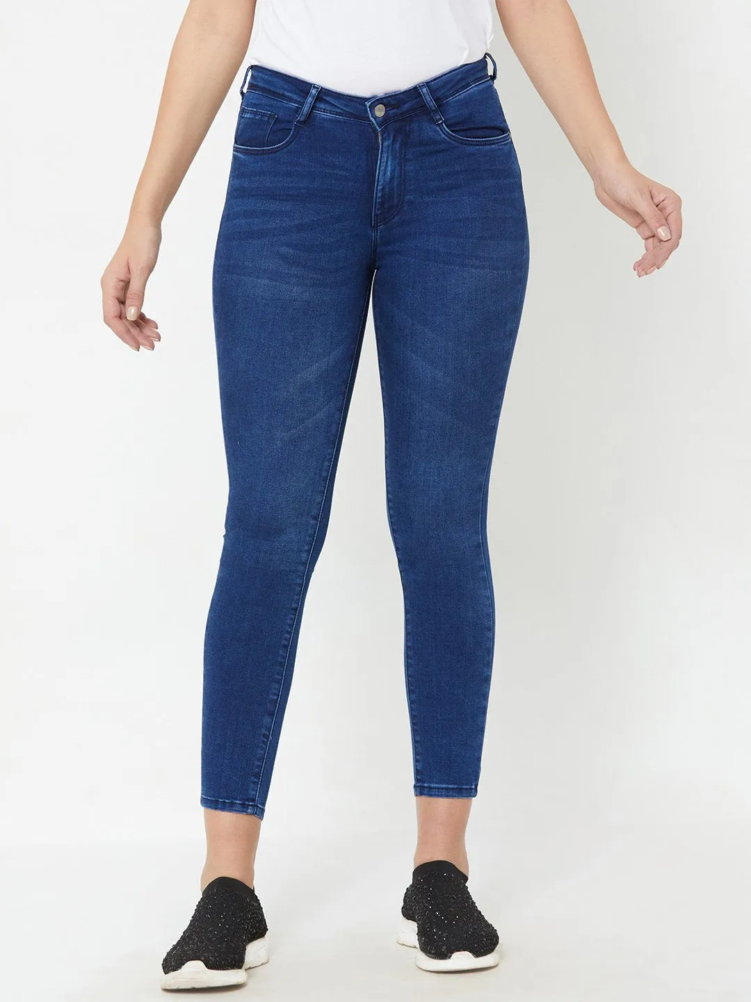 Women Mid-Rise Skinny Crop Length Jeans