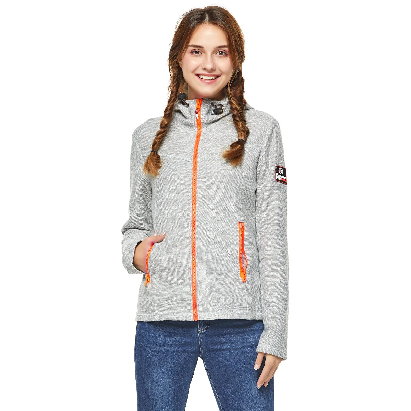 Women's Velour bond Heather Hoodie Jacket L.Grey