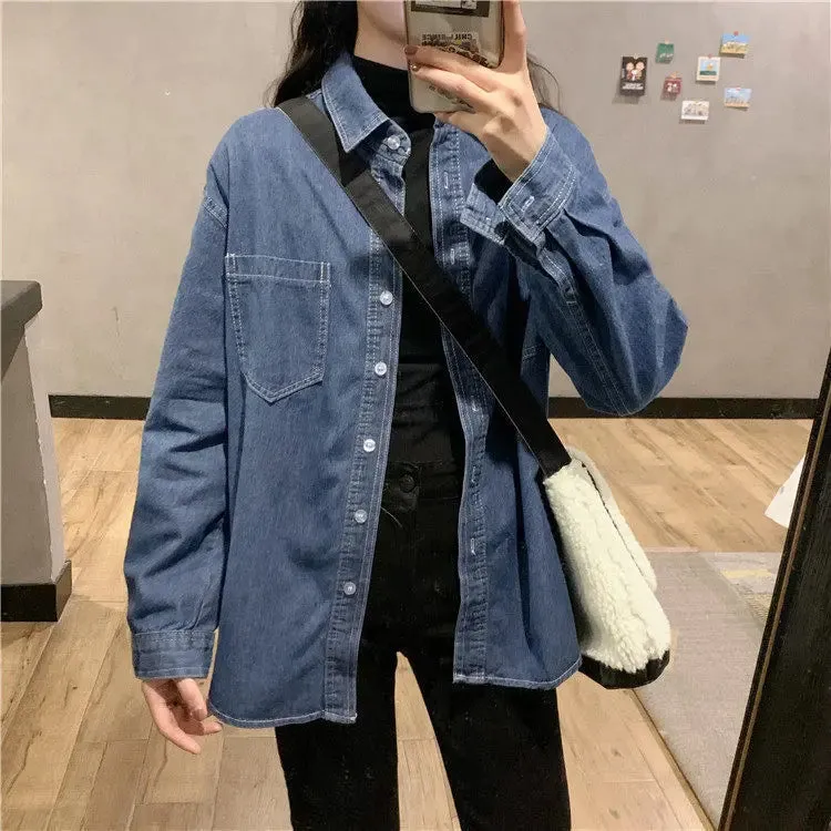 Work wear Denim Long-sleeved Casual Jacket for Summer